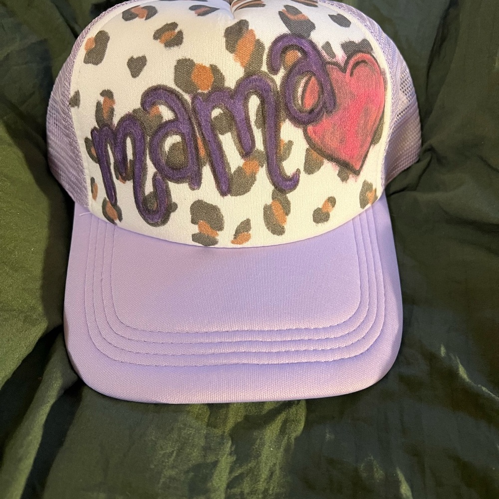 Leopard Print Mama Heart Trucker Hat